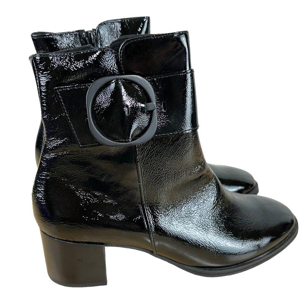 Paul Green NWOB Panache Waterproof Patent Leather Black Bootie Size 5.5 UK US 8